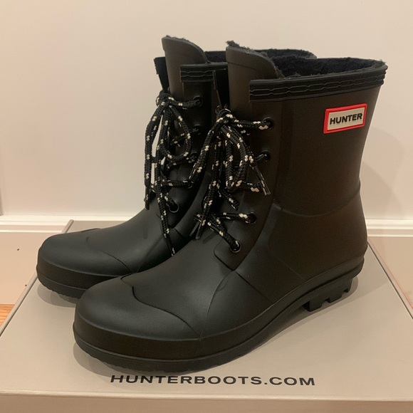 Hunter Shoes - New Hunter Watson Waterproof Lace-up Rain Boots Size 6 in Black